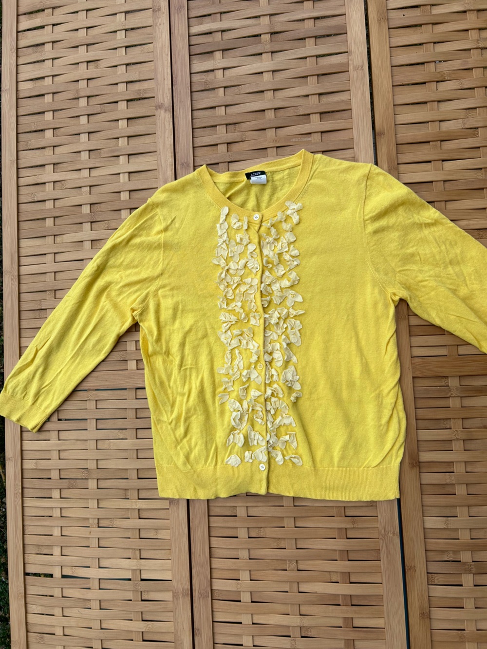 🎃2/$8- J. Crew Yellow Floral Appliqué Cardigan